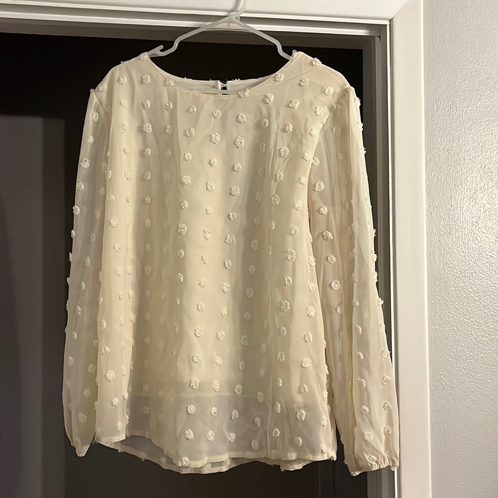 Off white blouse with pom poms
